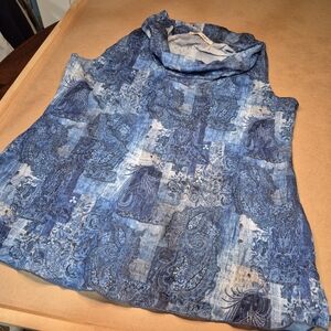 SNO SKINS Blue Print Cowl Neck Blouse